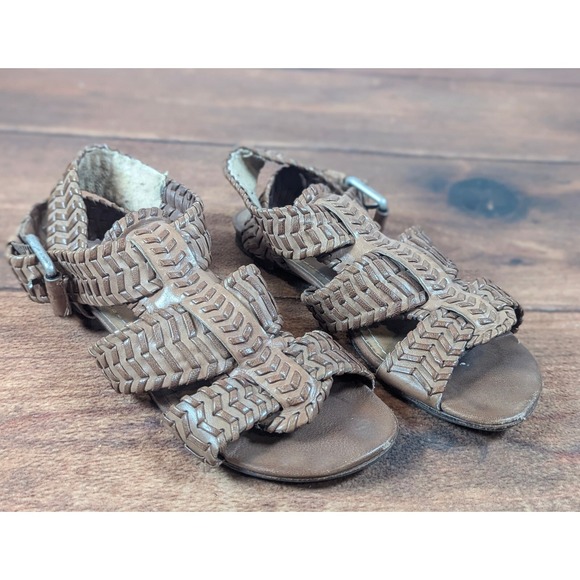 AllSaints‎ Gladiator Sandals Woven Straps Buckle Brown Leather Size 37 - Picture 9 of 13